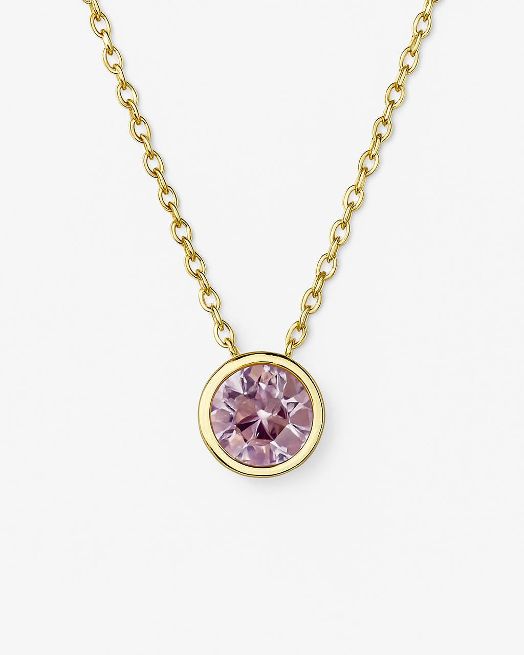 Birthstone necklace October light rose