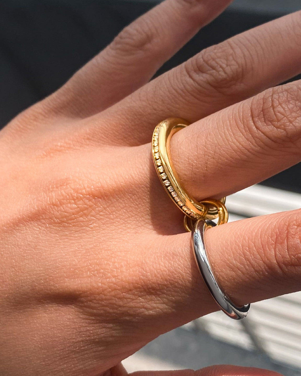 Two Tone Gold Silver Ring Stack