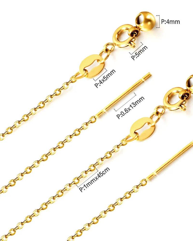 Adjustable fine gold cable chain necklace