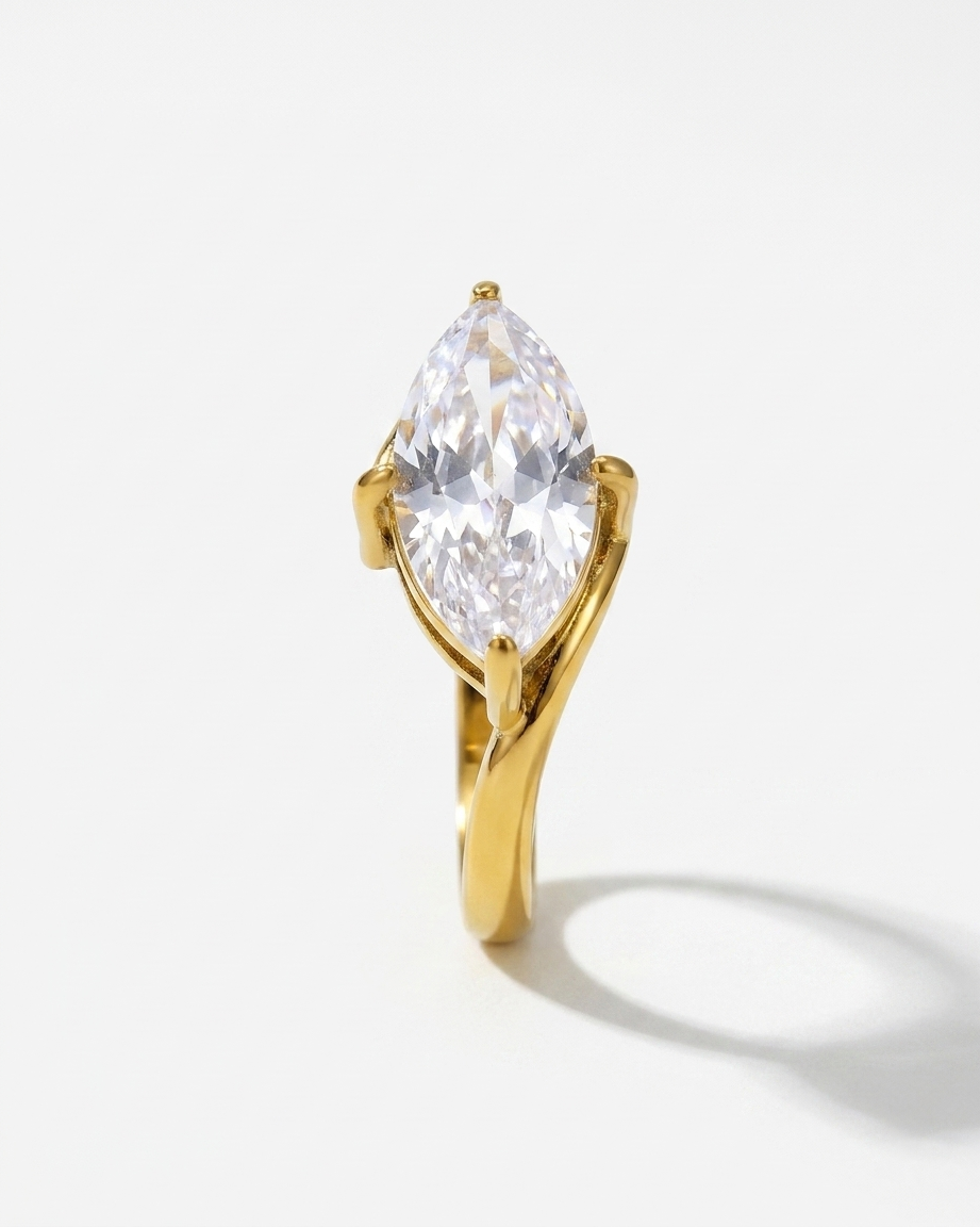 Giselle Marquise Ring gold marquise crystal solitaire