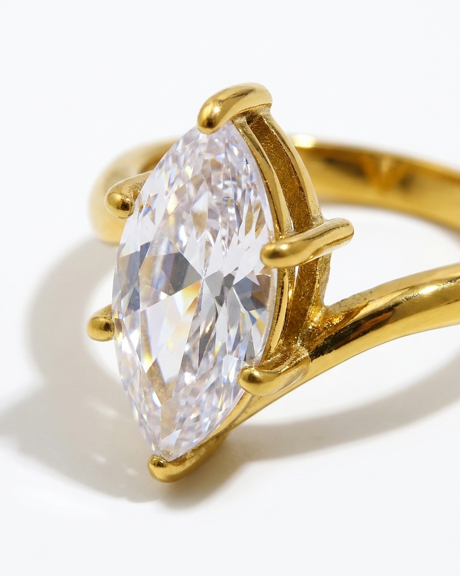 Giselle Marquise Ring close-up marquise cubic zirconia prongs