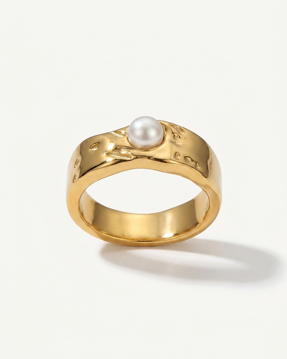 Bianca Pearl Ring chunky gold pearl ring