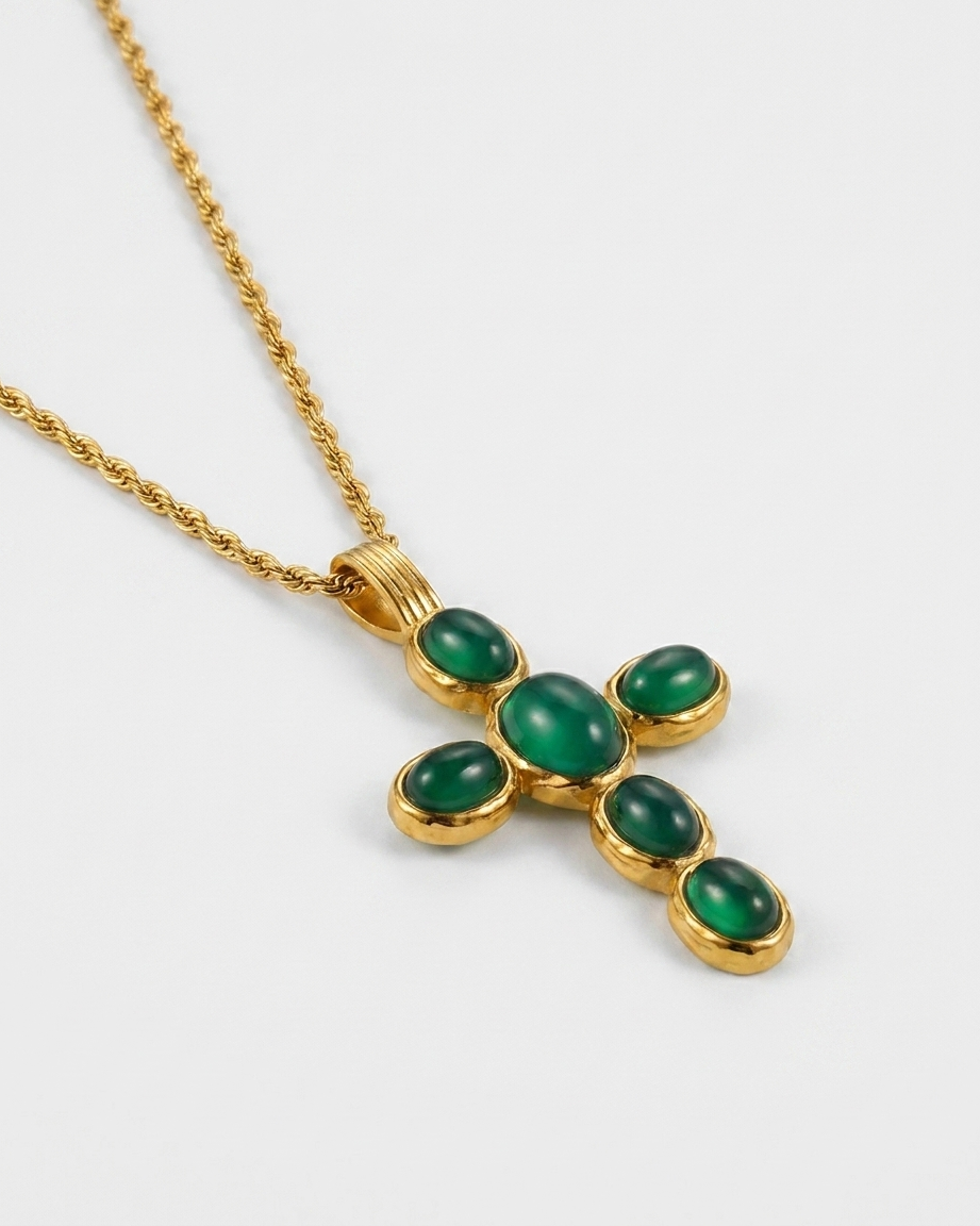 Anouk Cross Necklace three-quarter gold cross