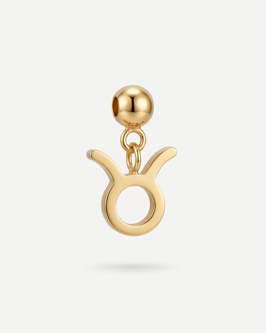 Taurus gold zodiac charm