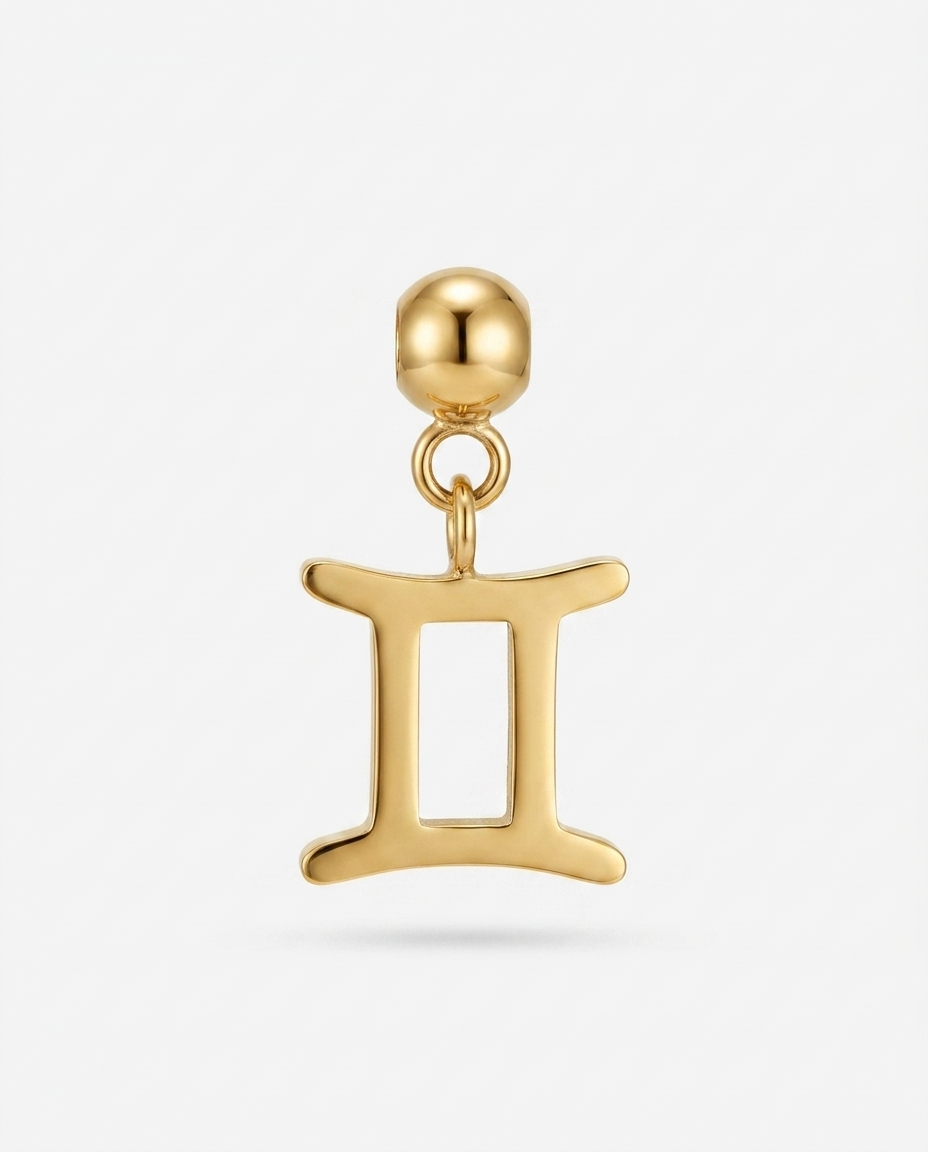 Gemini gold zodiac charm
