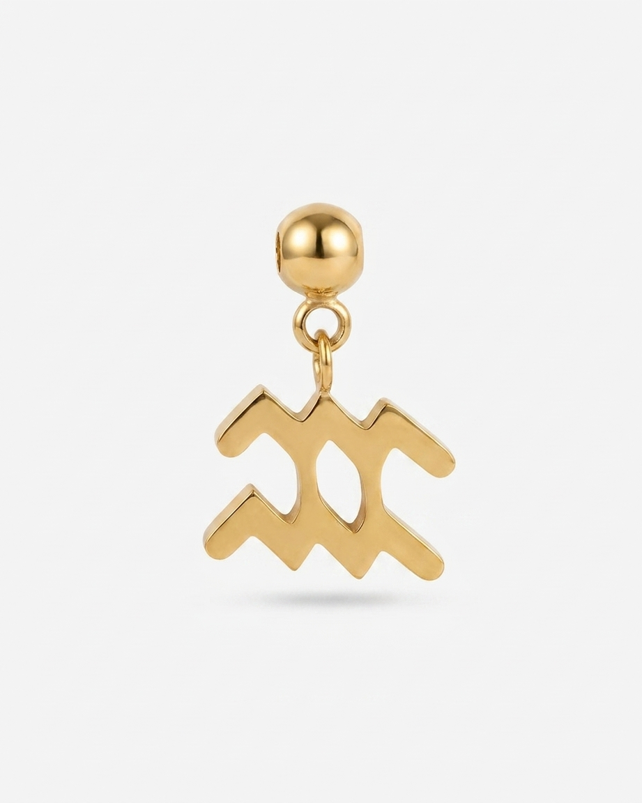 Aquarius gold zodiac charm