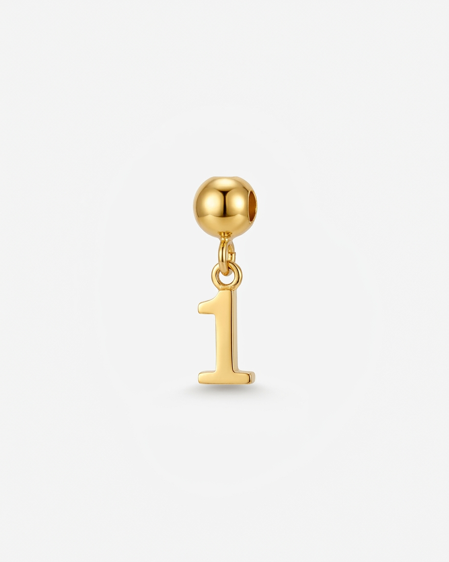 Gold number 1 charm pendant