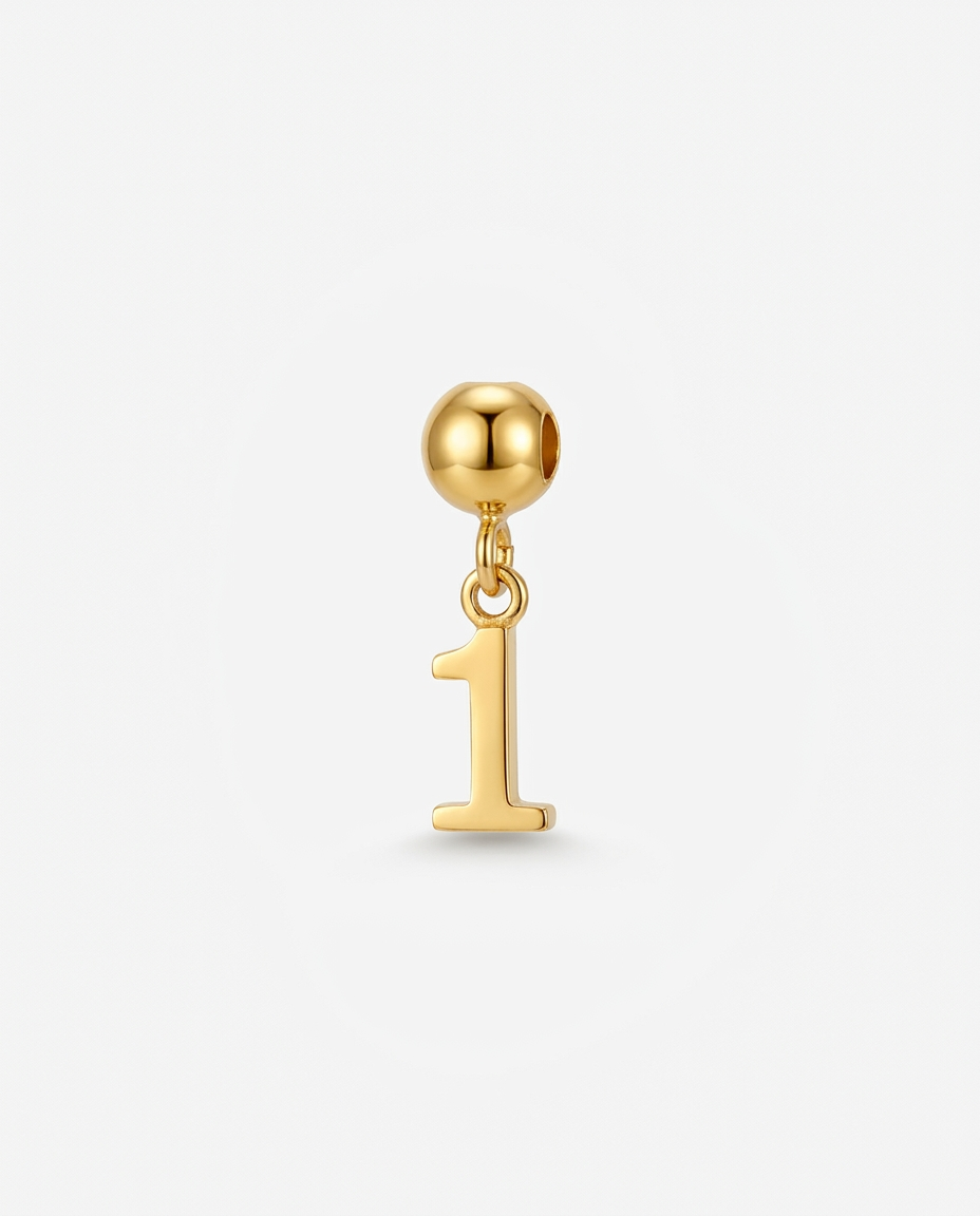 Gold number 1 charm pendant