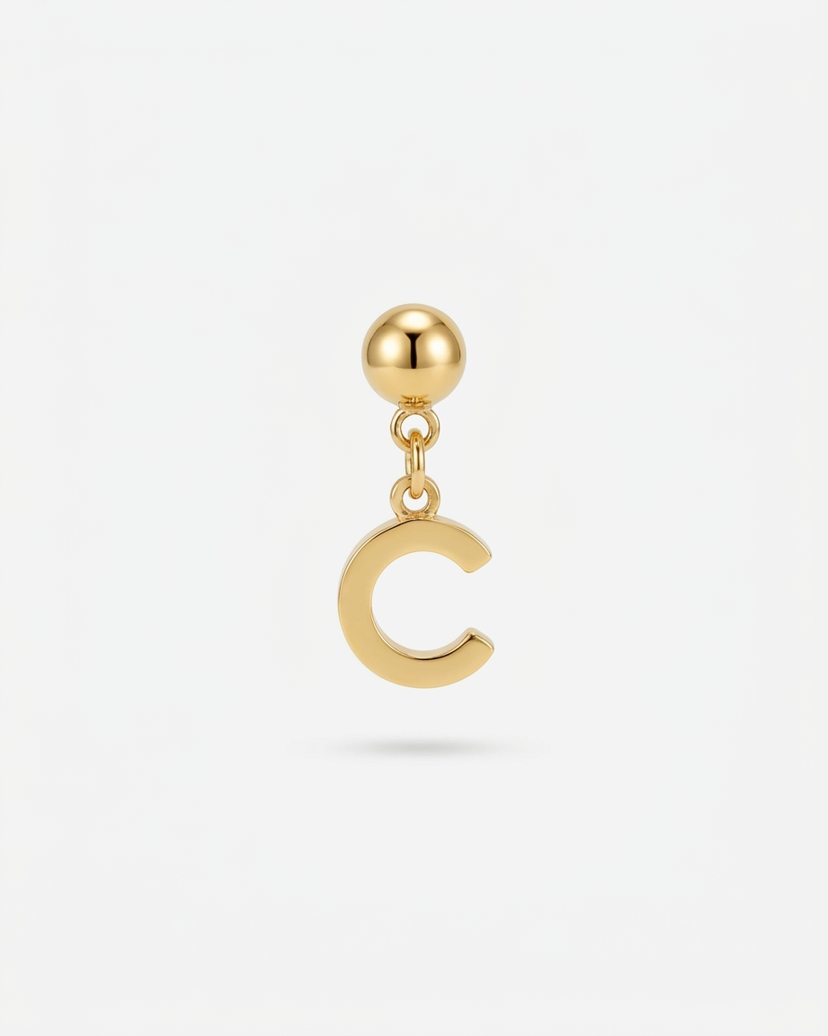 Gold initial C charm pendant
