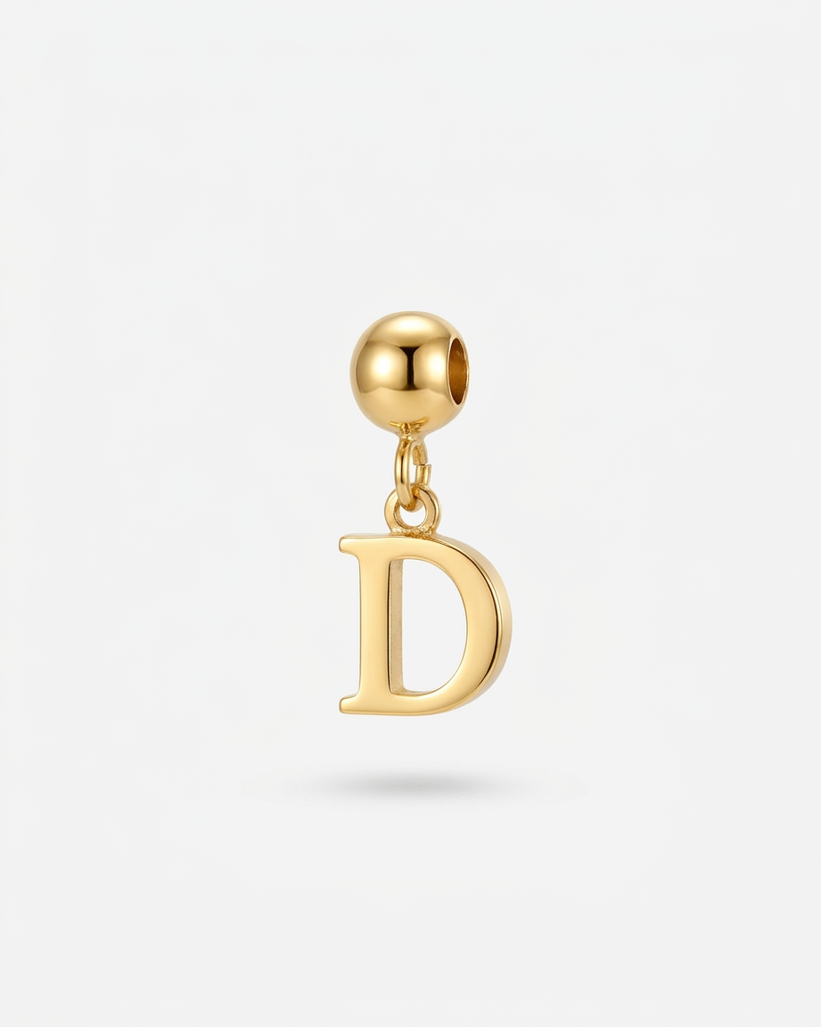 Gold initial D charm pendant