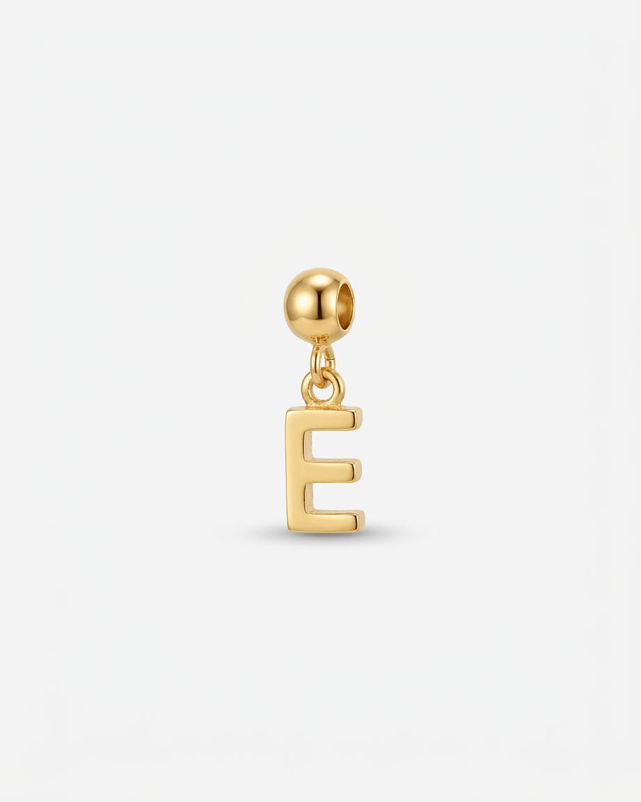 Gold initial E charm pendant
