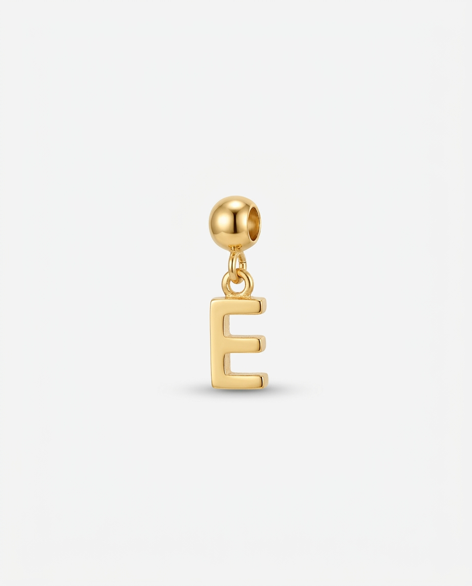 Gold initial E charm pendant