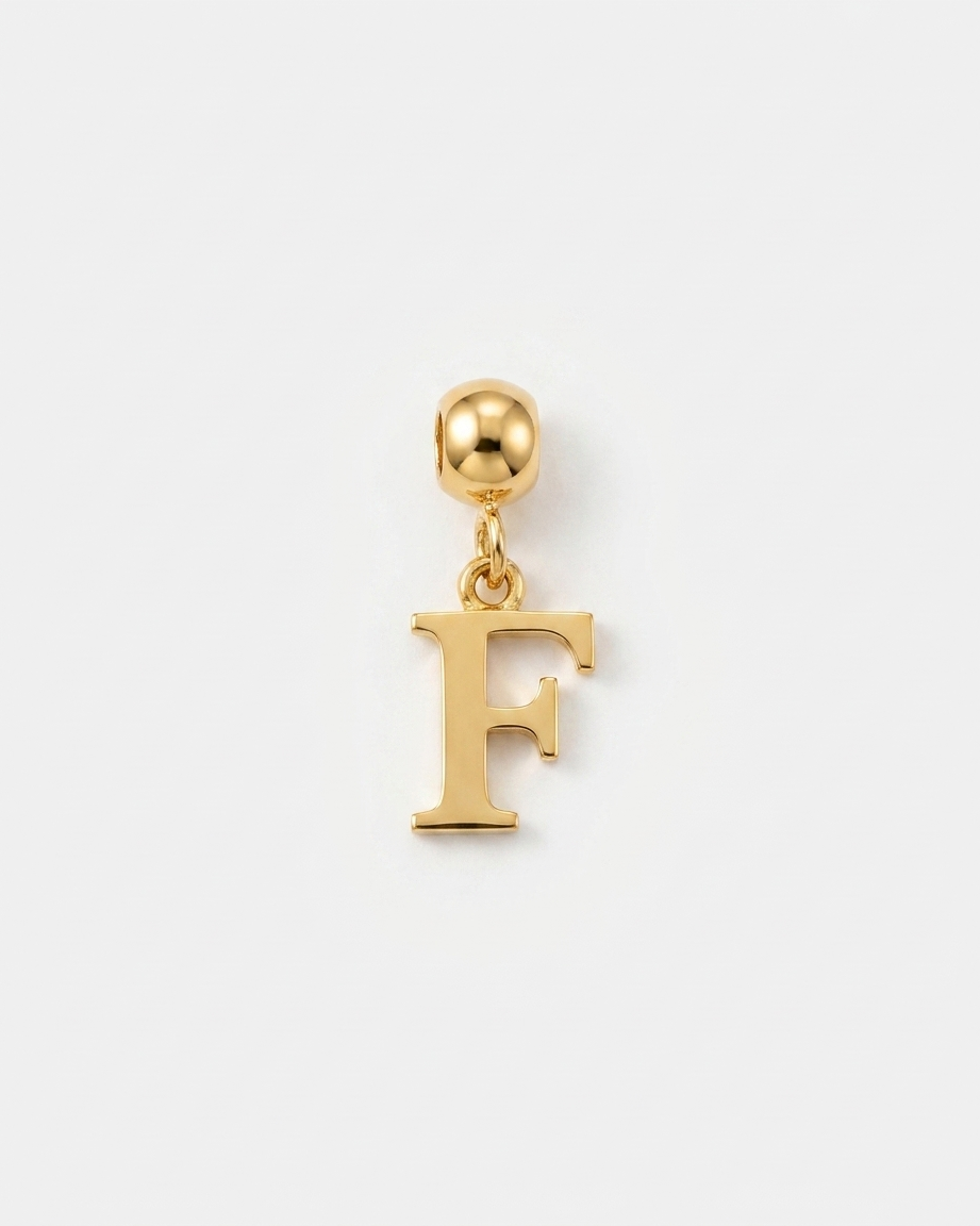 Gold initial F charm pendant