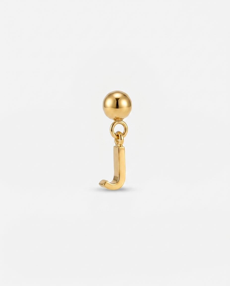 Gold initial J charm pendant