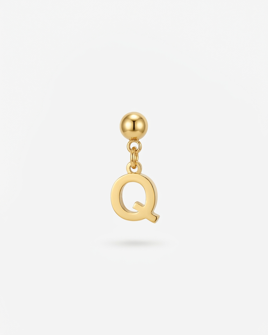 Gold initial Q charm pendant