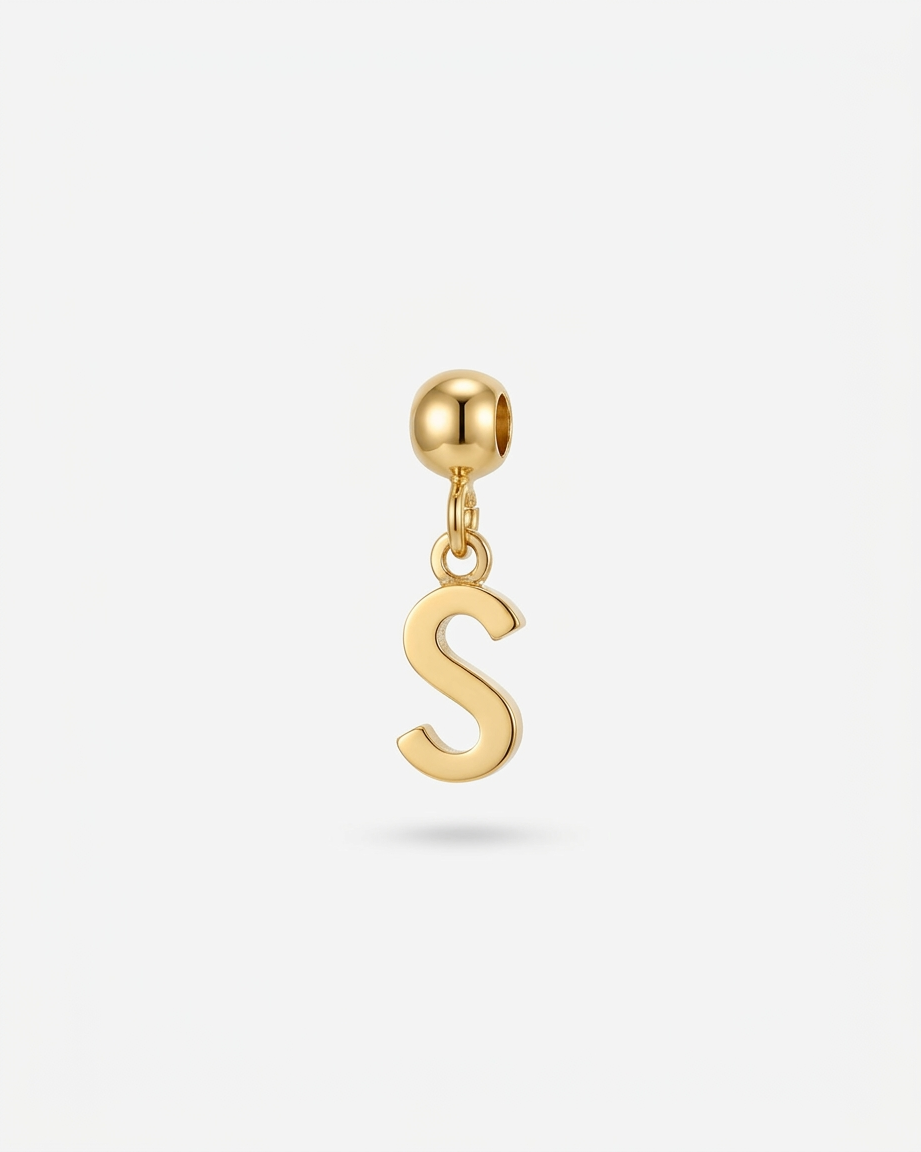 Gold initial S charm pendant