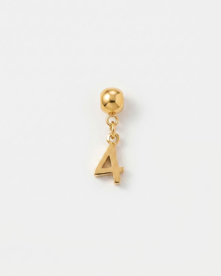 Gold number 4 charm pendant