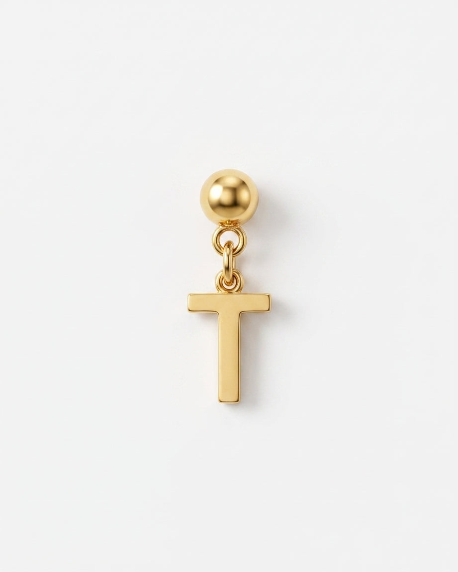 Gold initial T charm pendant
