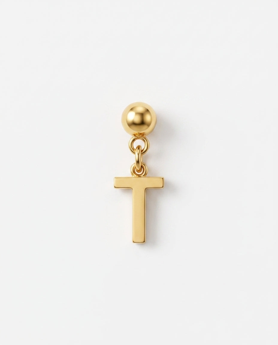 Gold initial T charm pendant