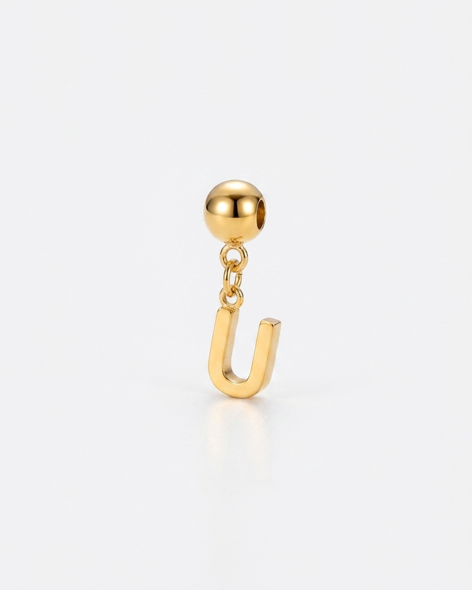 Gold initial U charm pendant