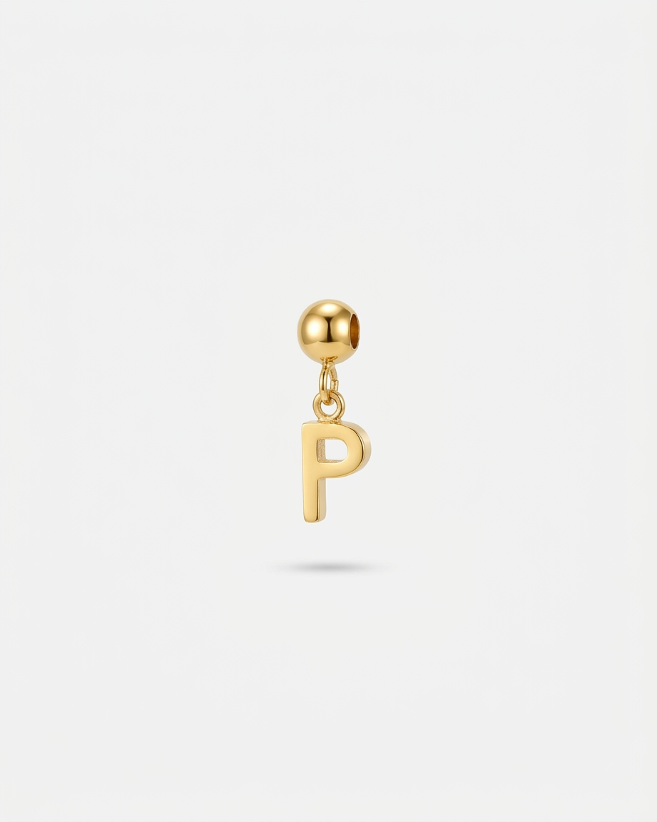 Gold initial P charm pendant