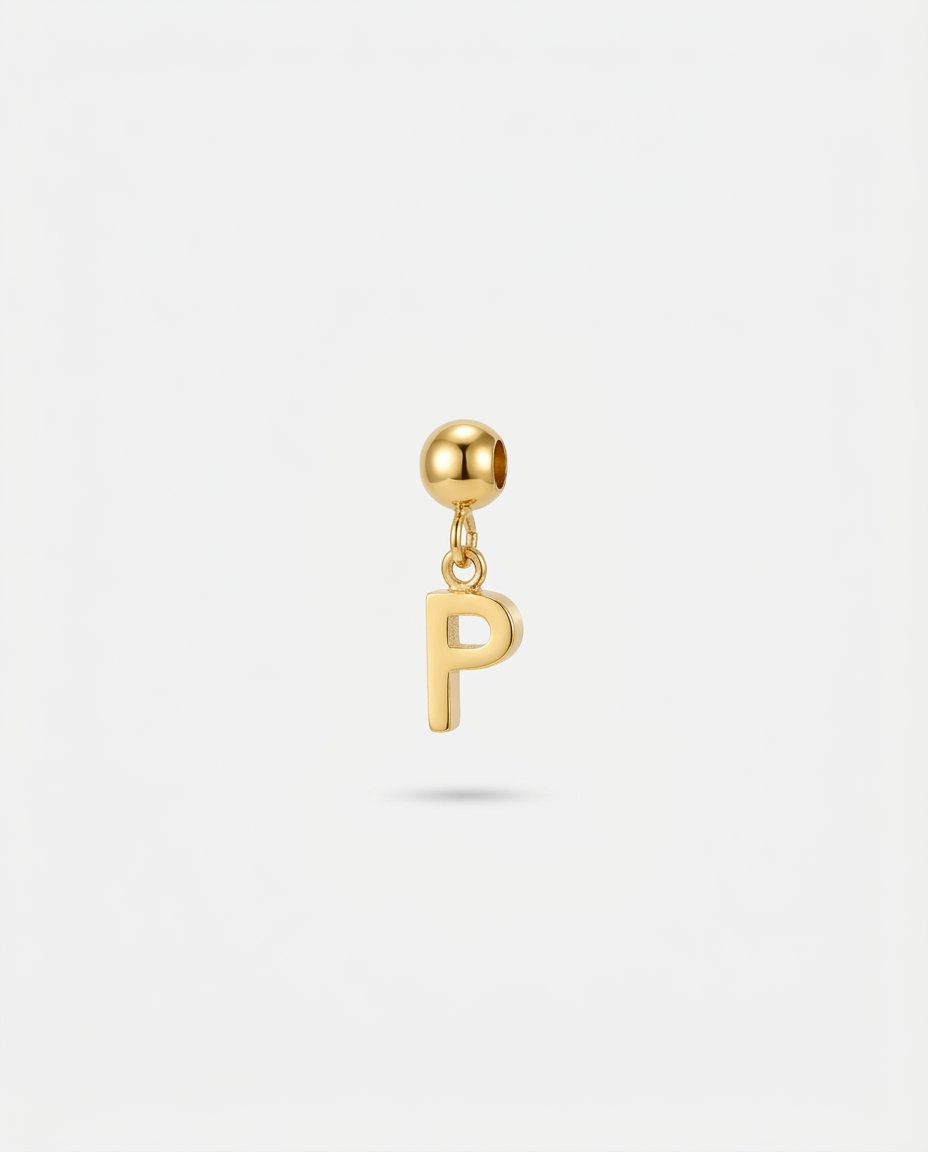 Gold initial P charm pendant