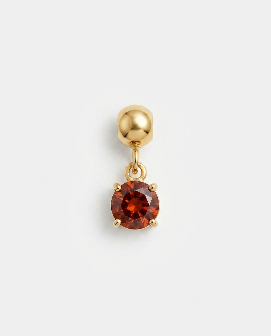 January birthstone gold charm pendant, garnet