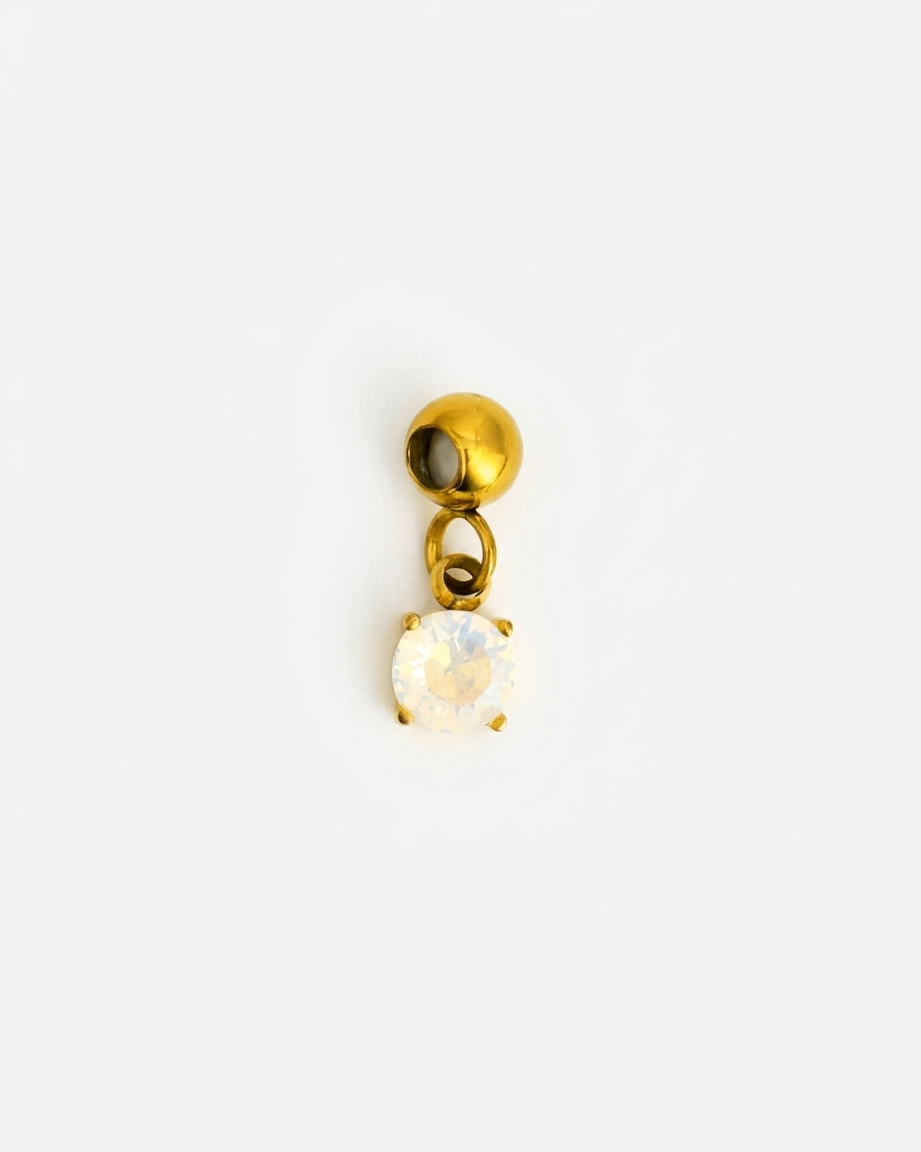 June birthstone gold charm pendant, pearl