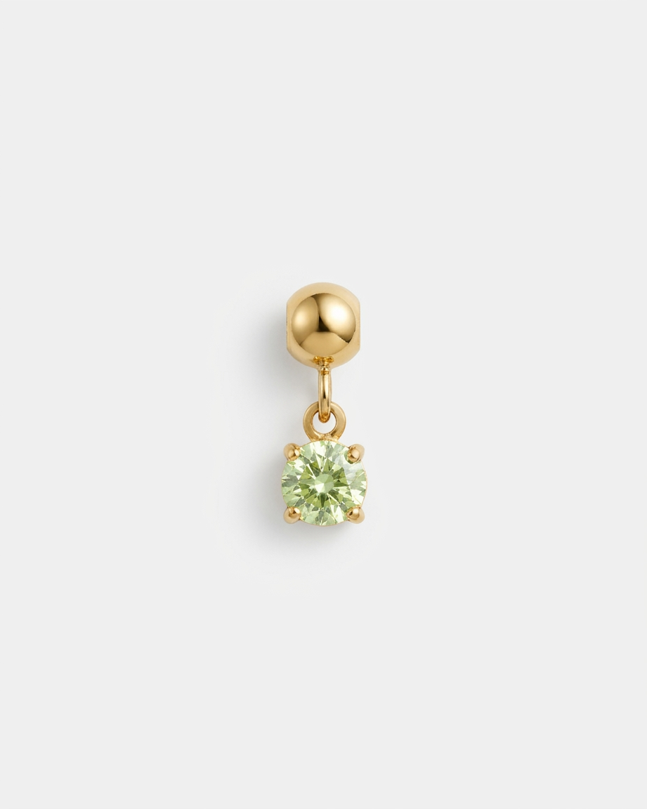 August birthstone gold charm pendant, peridot