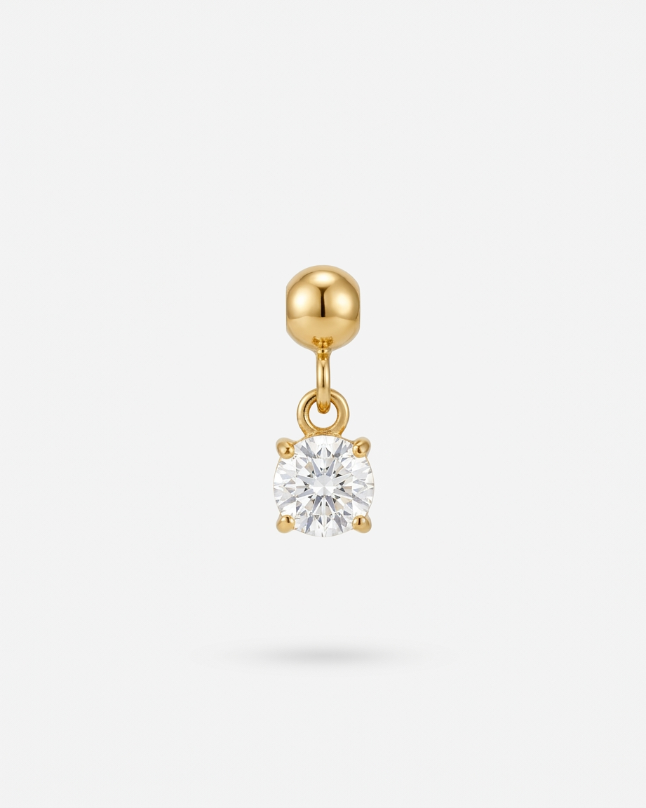 April birthstone gold charm pendant, diamond
