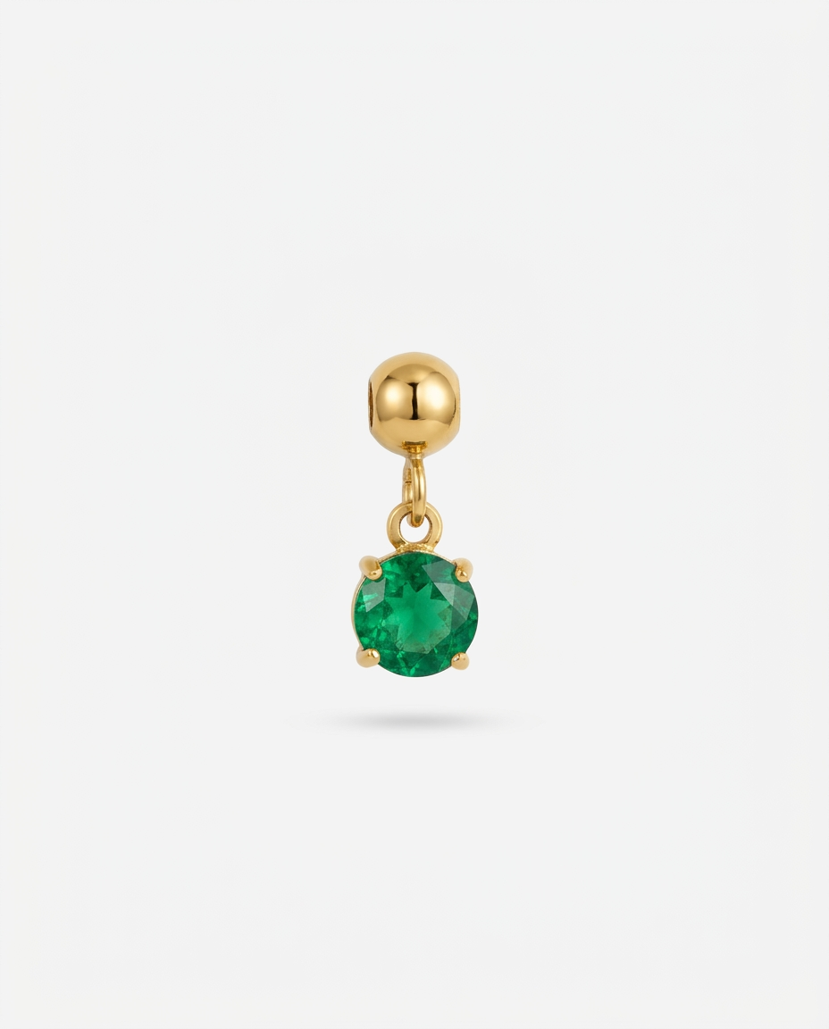 May birthstone gold charm