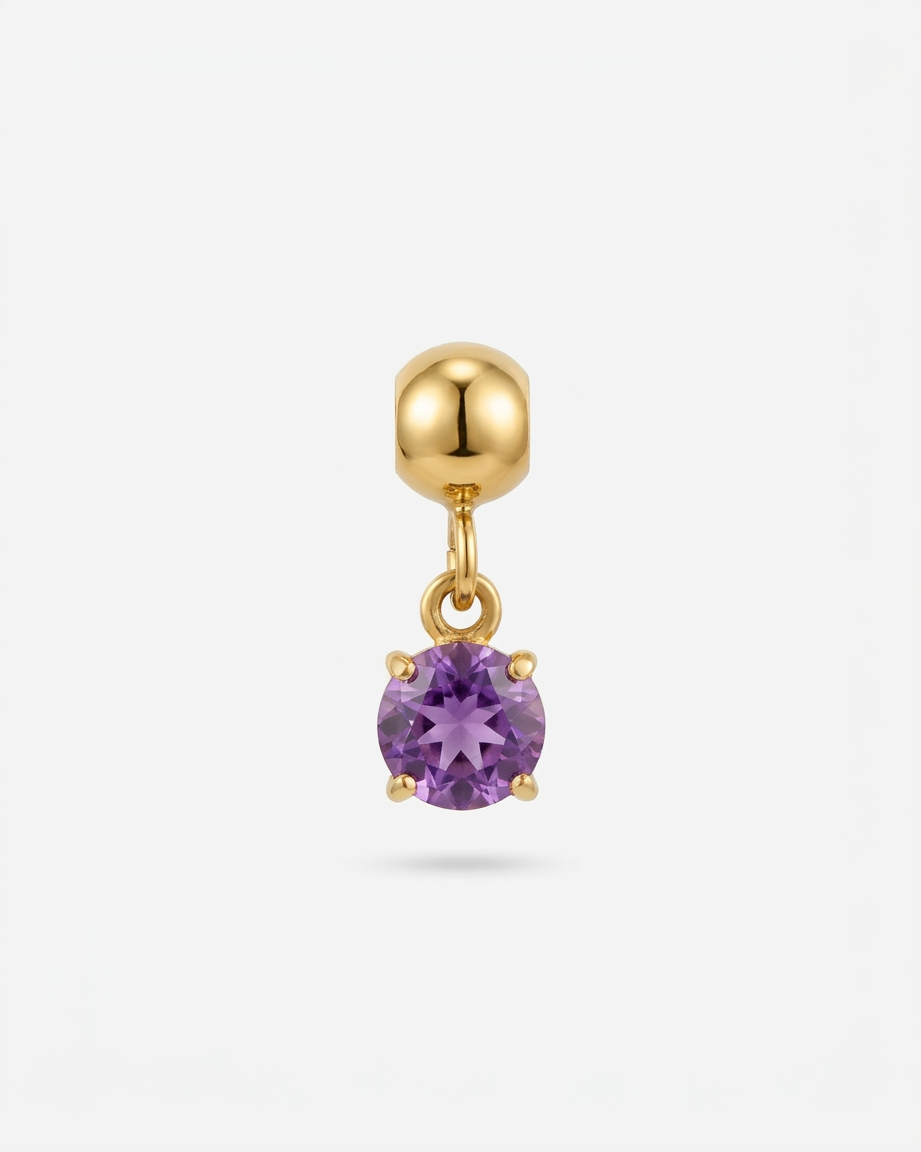 February birthstone gold charm