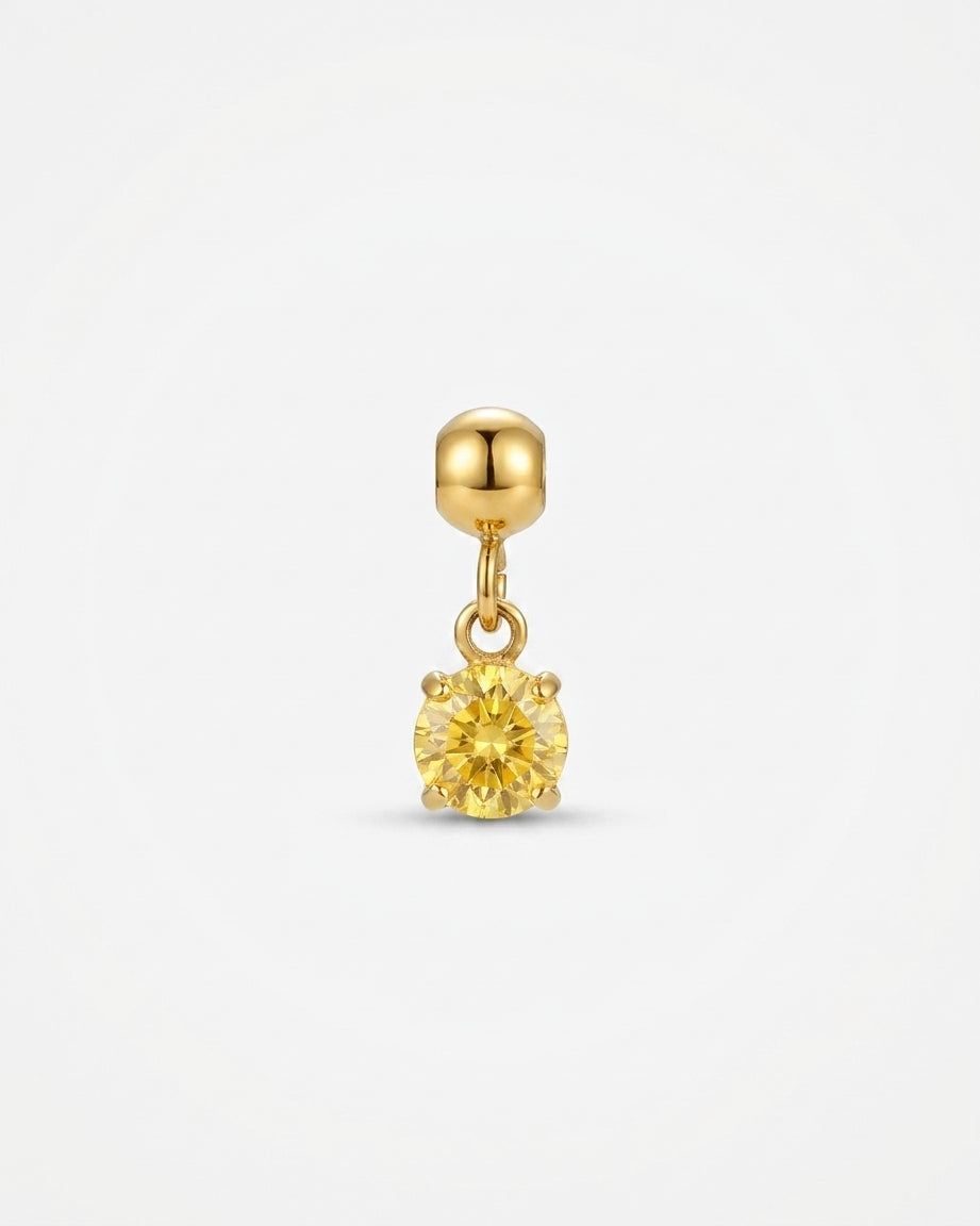 November birthstone gold charm pendant, topaz
