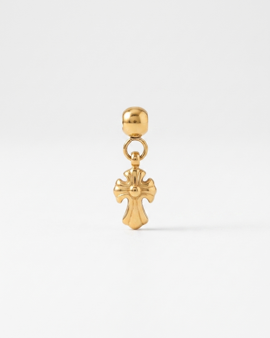 Cross gold charm pendant hero