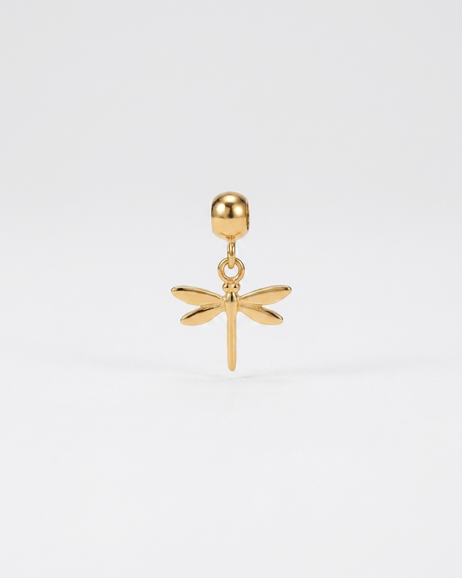 Dragonfly gold charm pendant hero