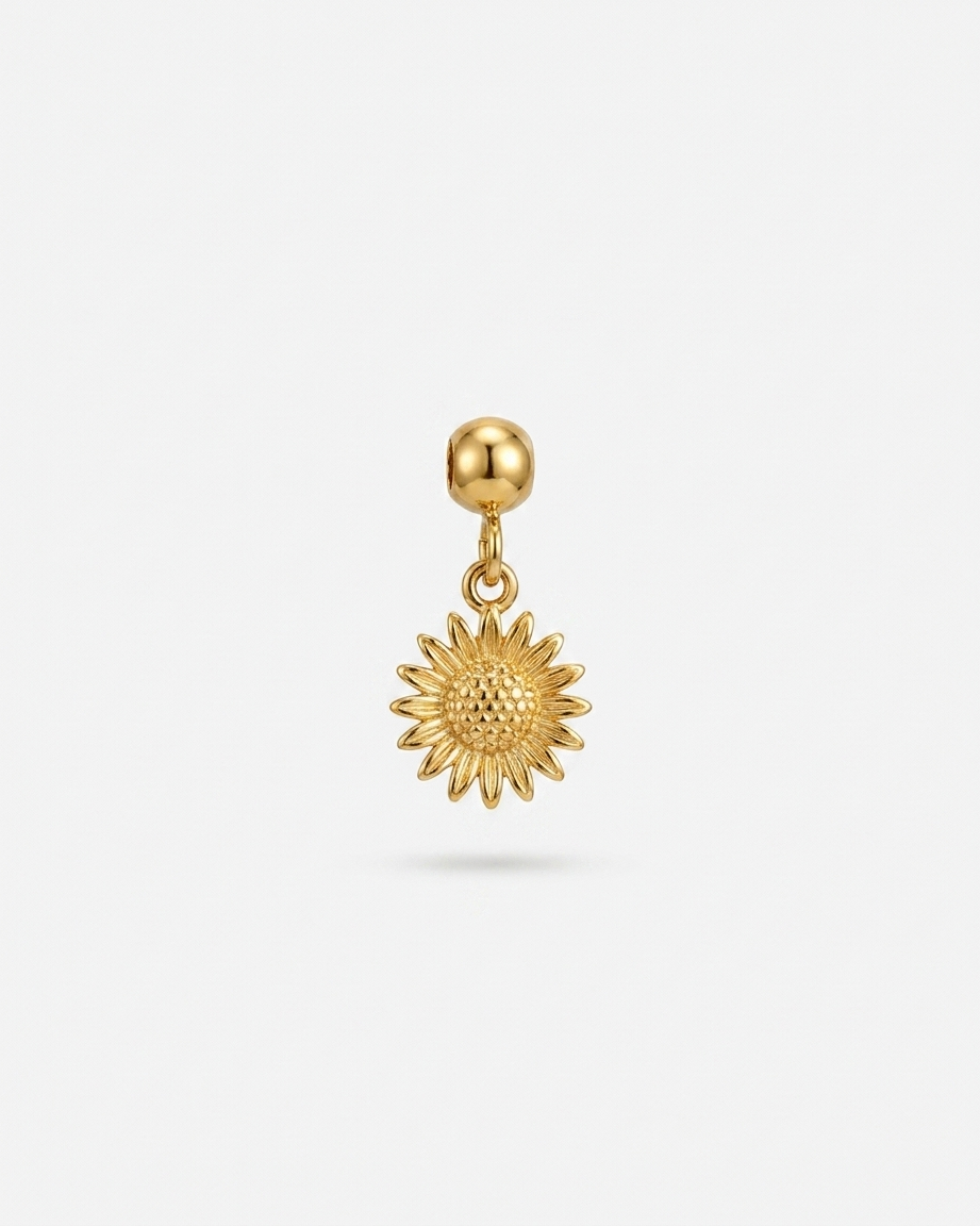 Sunflower gold charm pendant hero