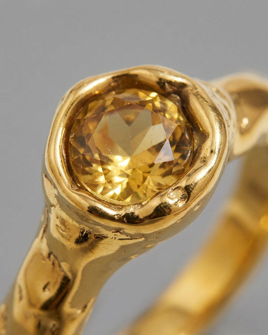 Soleia Citrine Ring macro close-up of citrine stone