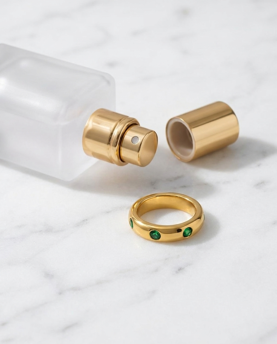 Vita Ring flatlay on marble