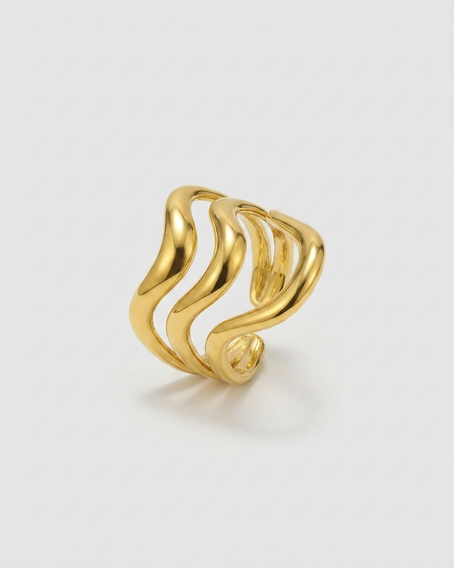 Gold Wave Statement Ring hero packshot