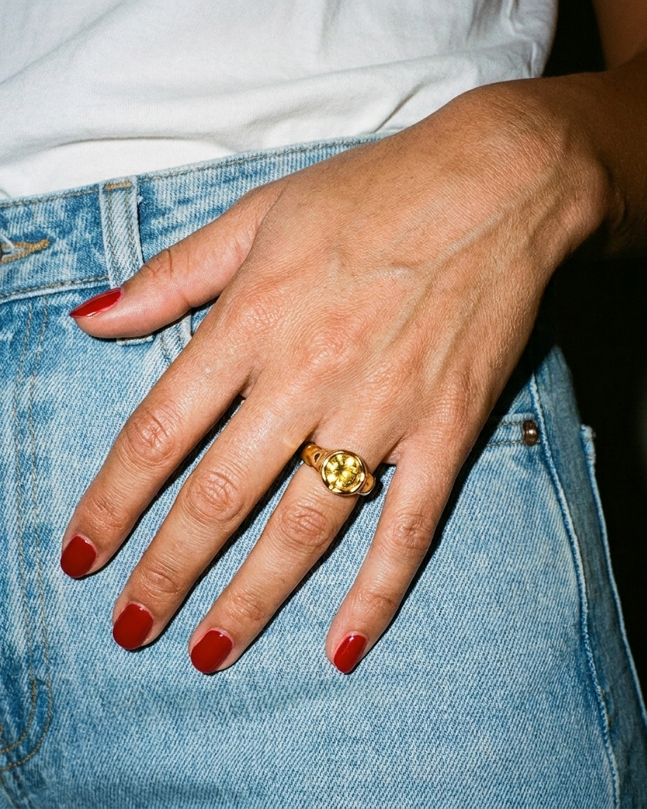 Soleia Citrine Ring candid flash snapshot
