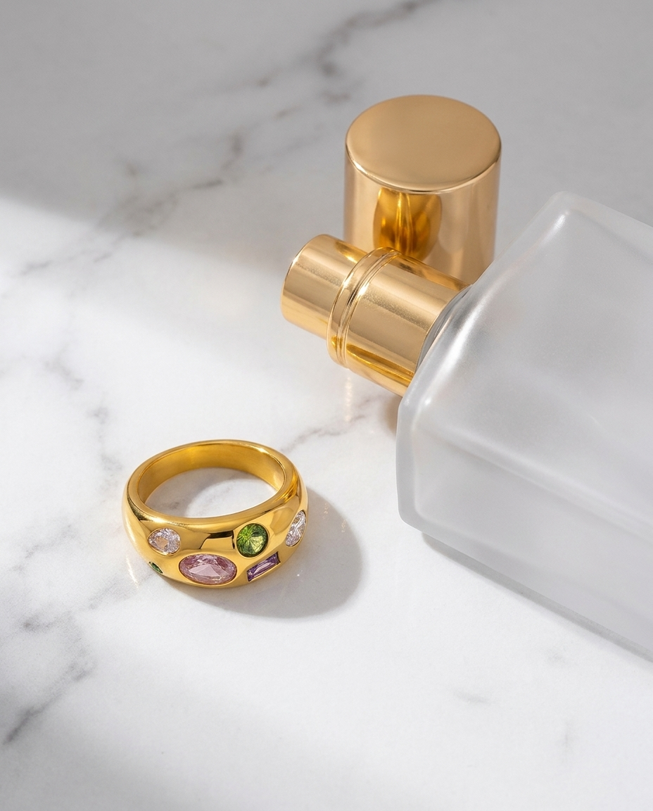 Solana Gem Ring marble flatlay