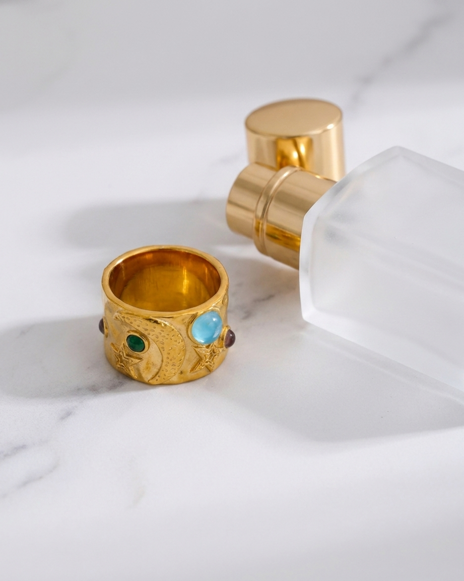 Estelle Ring marble flatlay
