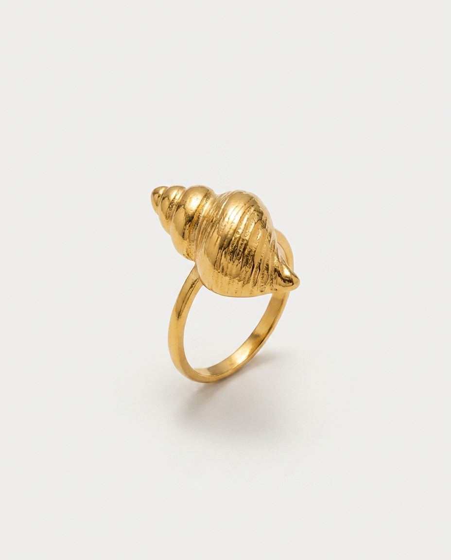 Marisol Golden Seashell Ring hero packshot