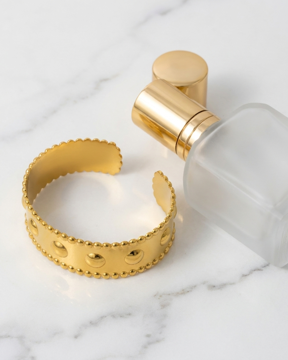Luna Textured Cuff marble flatlay