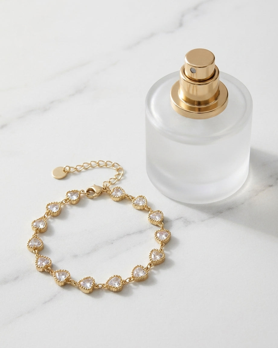 The Lune Bracelet marble flatlay