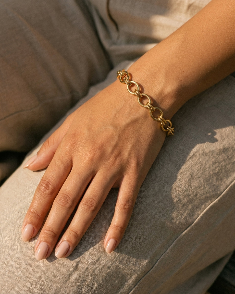 Anais Link Bracelet warm on wrist