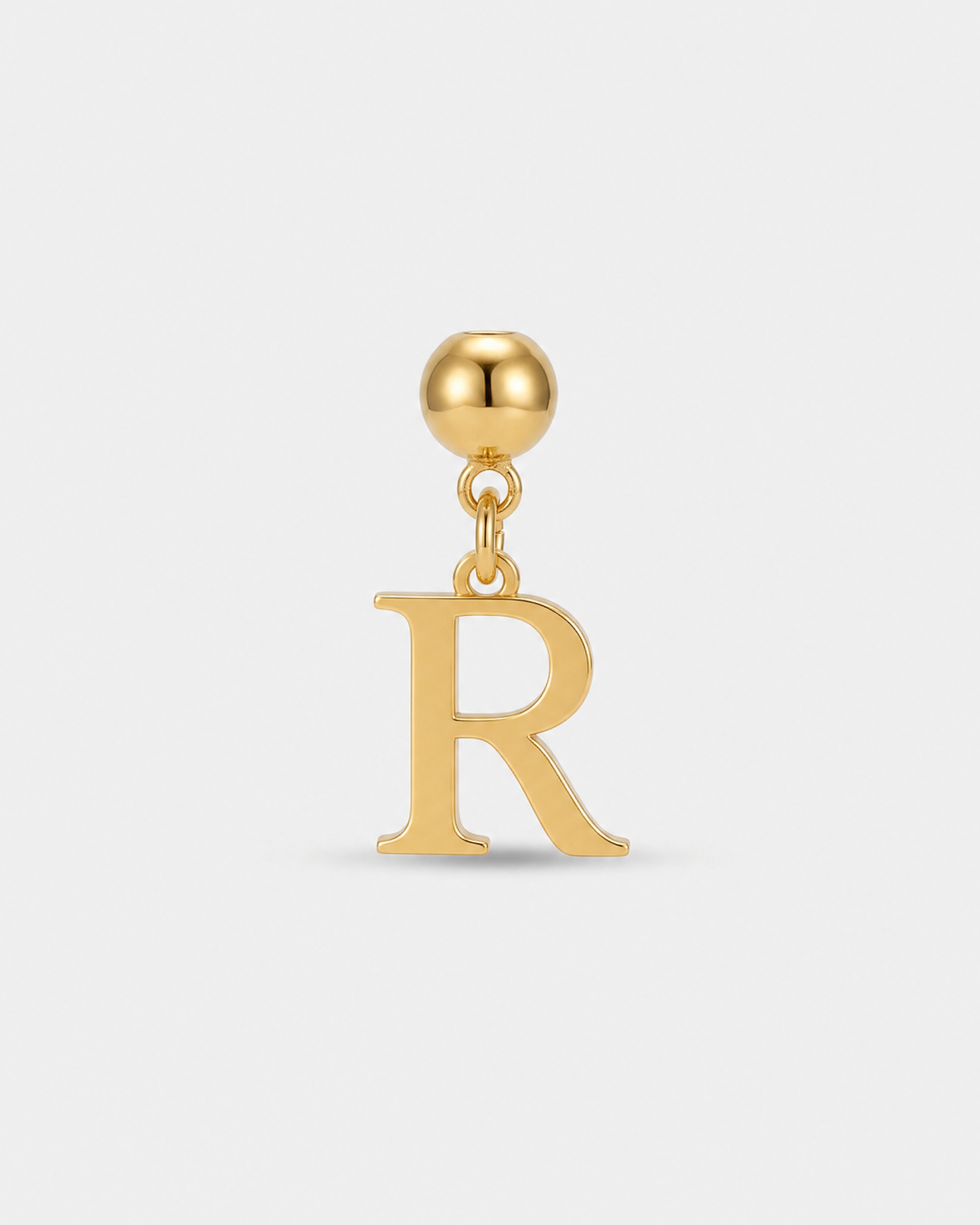 Gold initial letter R charm pendant