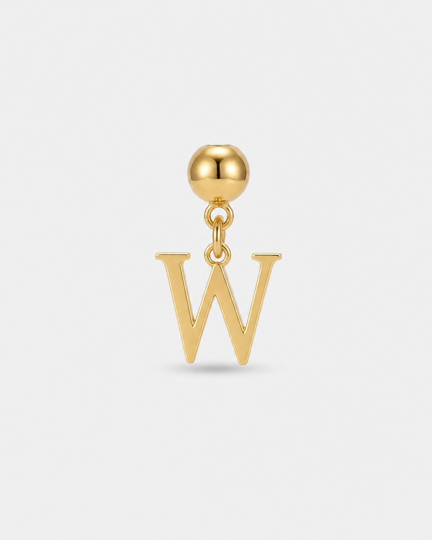 Gold initial letter W charm pendant