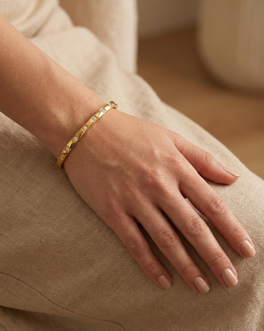 Zircon Bangle on wrist