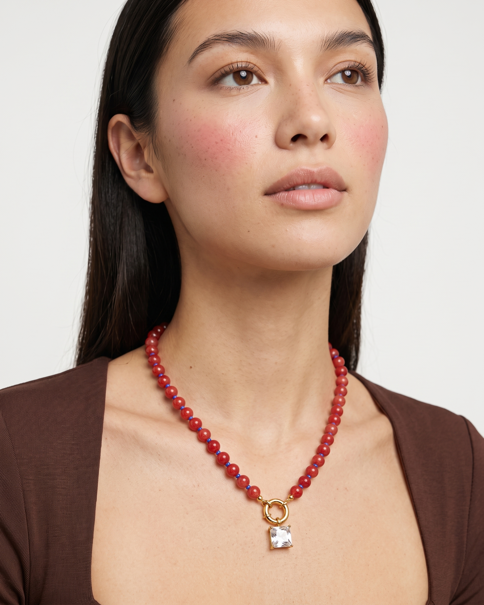 Sabine necklace worn on model